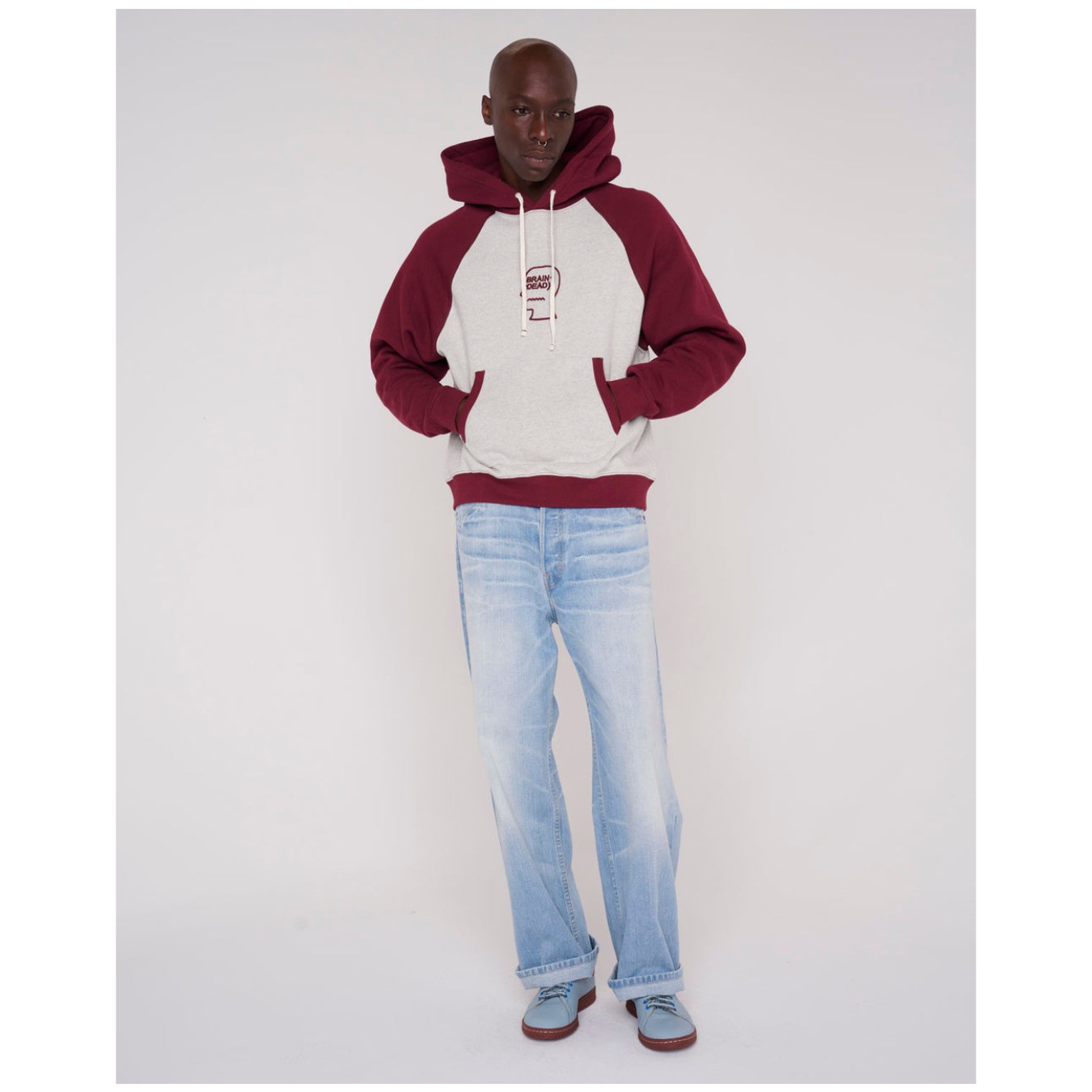 Brain Dead Fleece Logo Head Raglan Hoodie