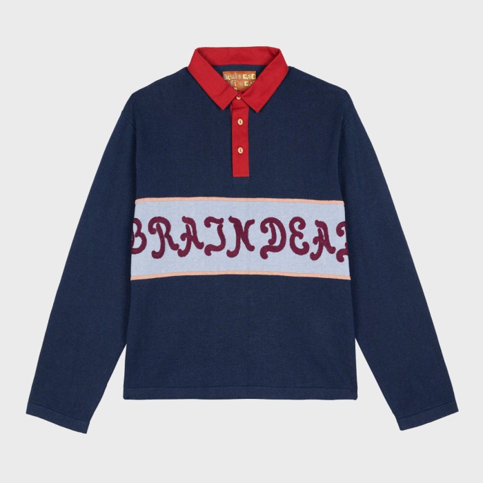 Brain Dead Lifted Stripe Long Sleeve Rugby Sweater