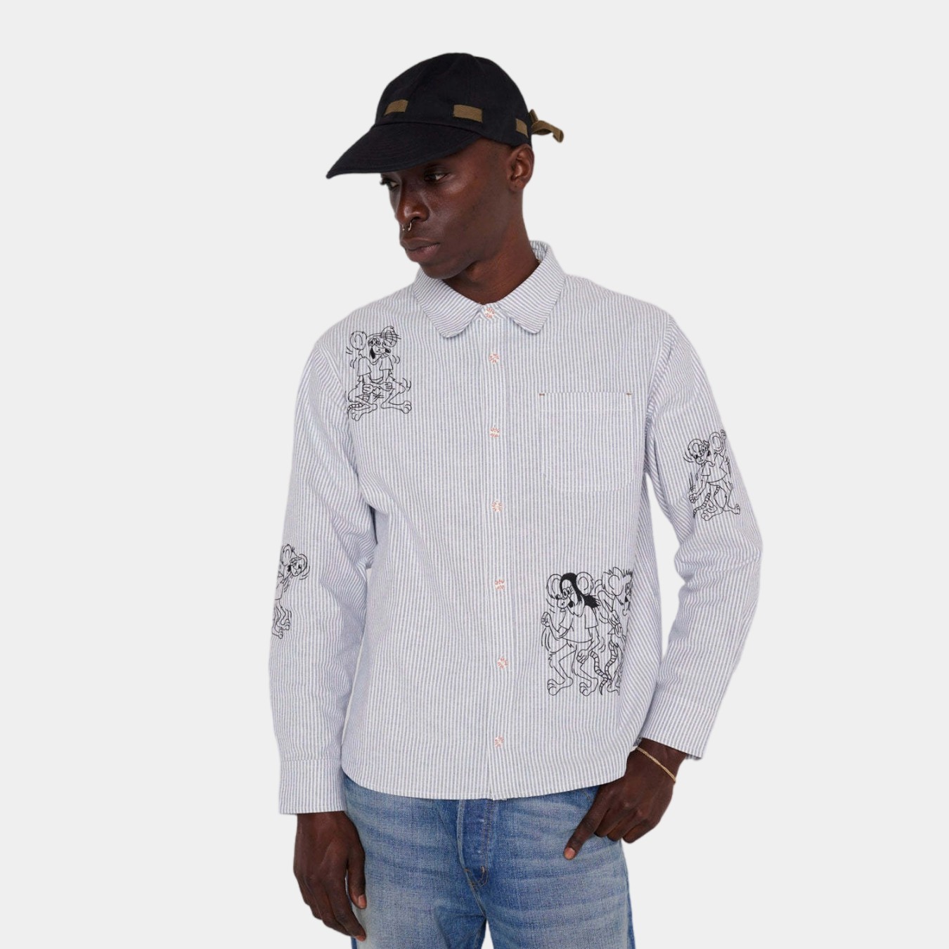 Brain Dead Striped Oxford Mouse Button Up Shirt