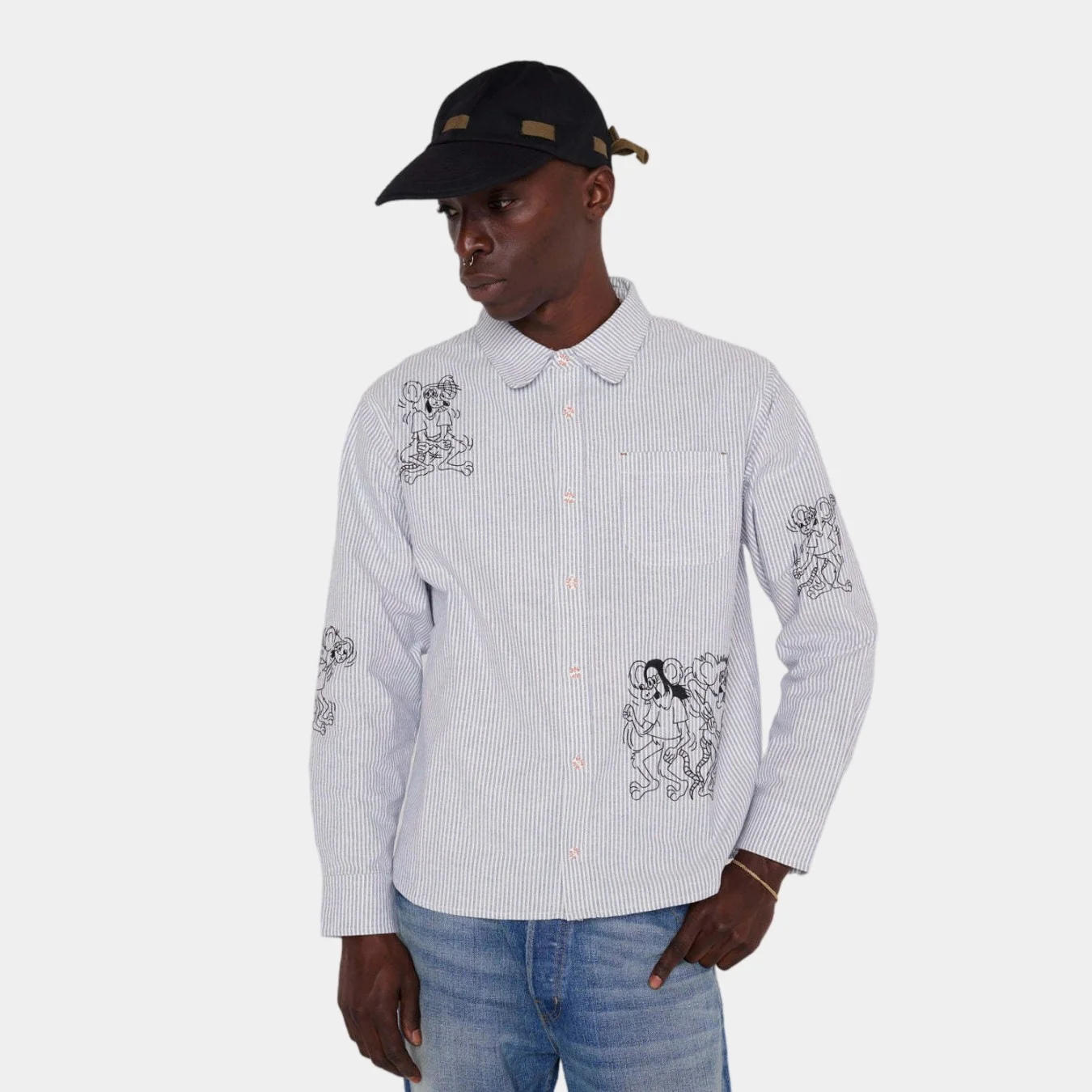 Brain Dead Striped Oxford Mouse Button Up Shirt