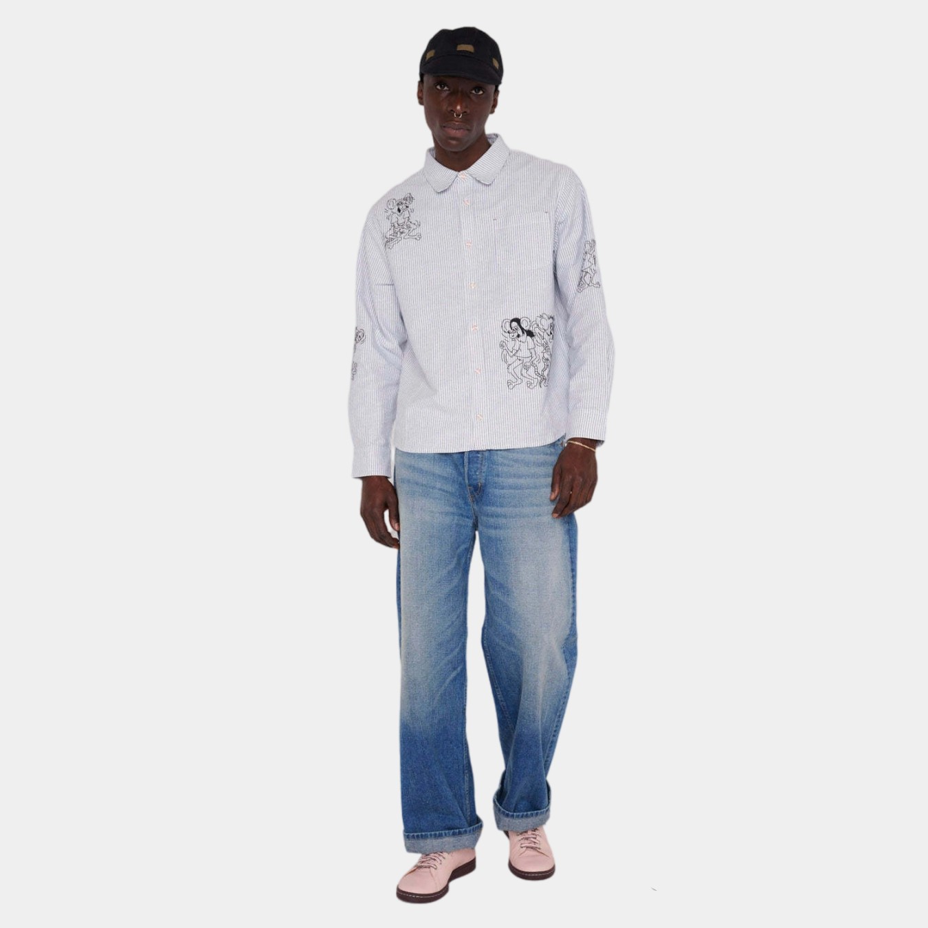 Brain Dead Striped Oxford Mouse Button Up Shirt
