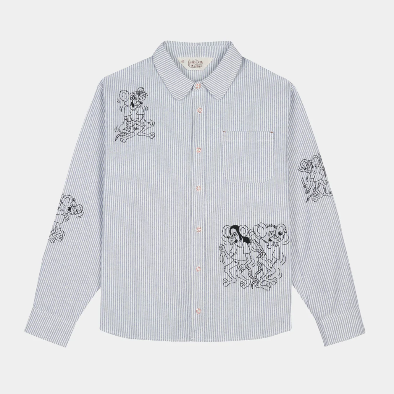 Brain Dead Striped Oxford Mouse Button Up Shirt
