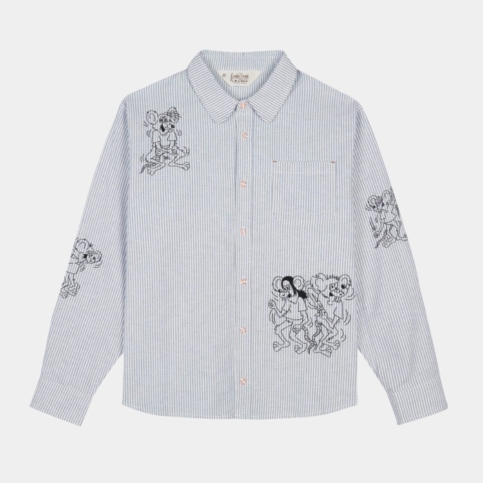 Brain Dead Striped Oxford Mouse Button Up Shirt
