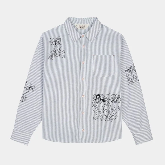 Brain Dead Striped Oxford Mouse Button Up Shirt