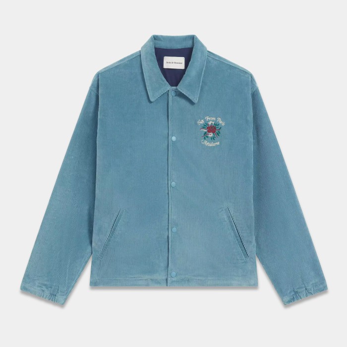 Drôle de Monsieur La Veste Slogan Fleurs Corduroy