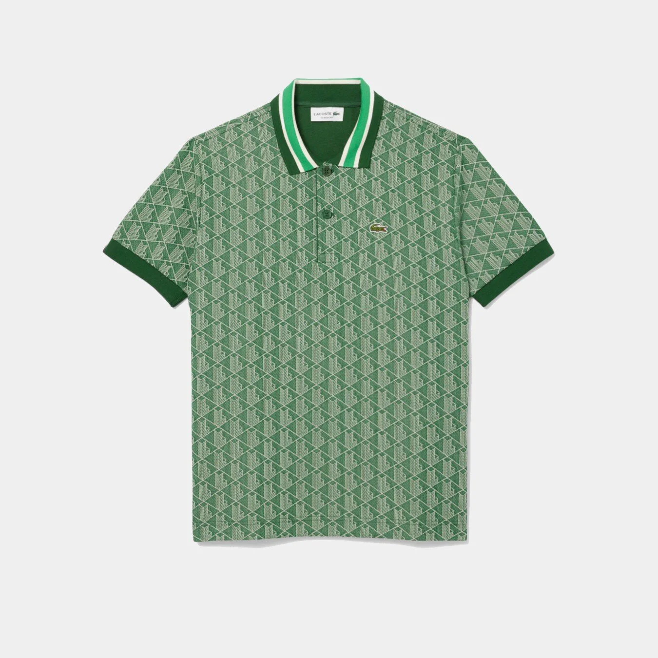 Lacoste Contrast Collar Monogram Motif Polo Shirt 