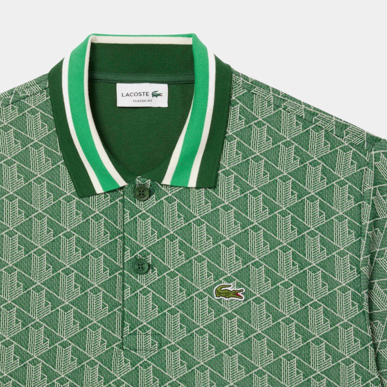 Lacoste Contrast Collar Monogram Motif Polo Shirt 