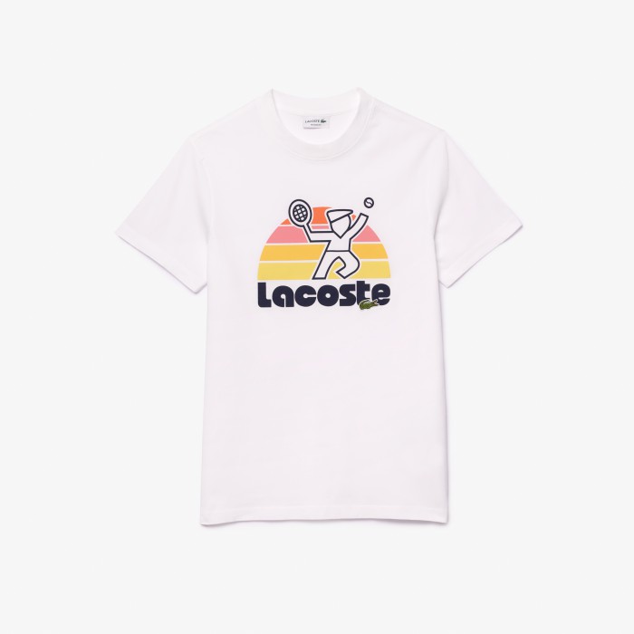 Lacoste Washed Effect Tennis Print T-Shirt