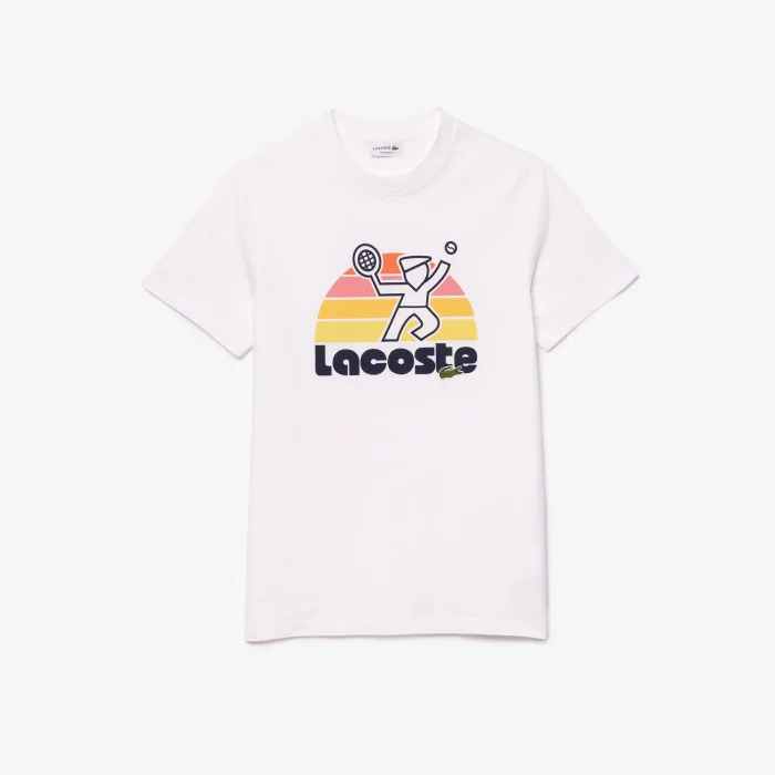 Lacoste Washed Effect Tennis Print T-Shirt