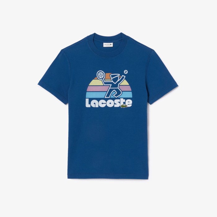Lacoste Washed Effect Tennis Print T-Shirt