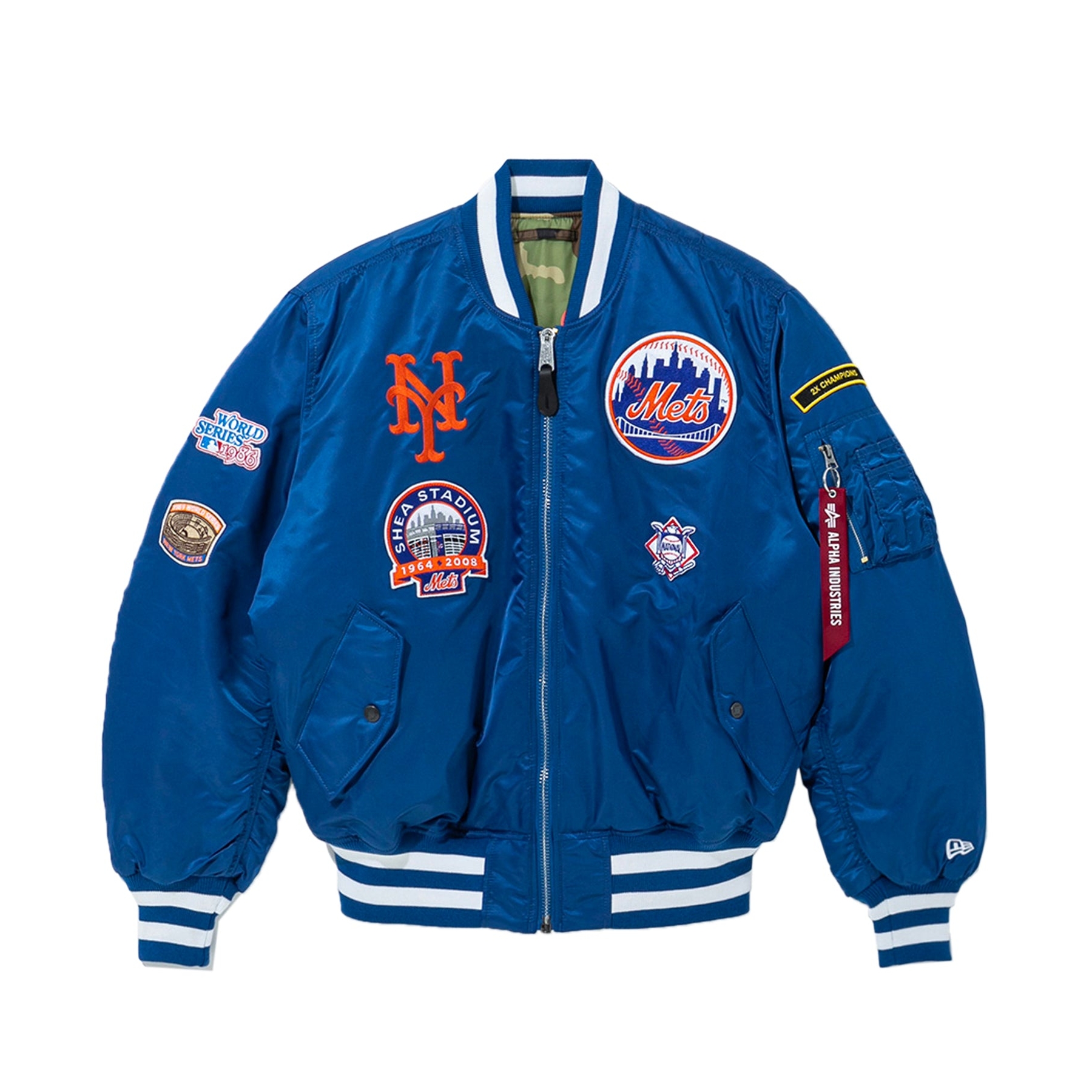 New Era x Alpha Industries New York Mets Blue Reversible Bomber Jacket ...